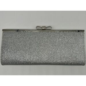 Silver I.N.C. Carolyn Glitter Clutch Purse Bag